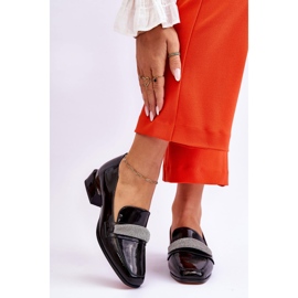 S.Barski Mocassim de salto alto Lavern preto envernizado com zircônia cúbica 1