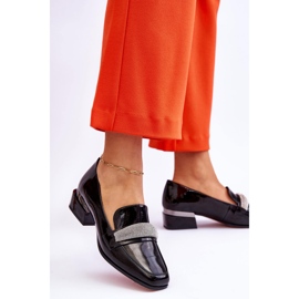 S.Barski Mocassim de salto alto Lavern preto envernizado com zircônia cúbica 2