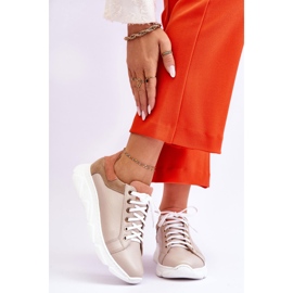 FILIPCZYK Tênis Plataforma Couro Confortável Bege Alisane 1