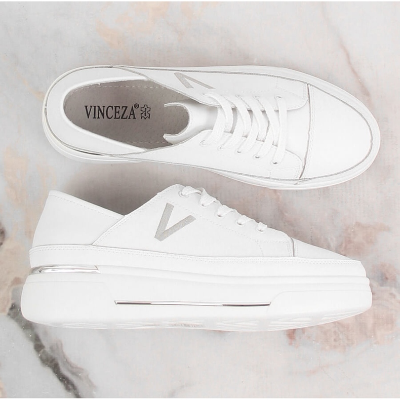 Sapatos esportivos femininos de couro branco Vinceza SG23-7857 1