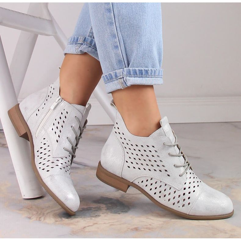 Botas femininas primavera vazadas prateadas Jezzi ASA142-45 prata 1