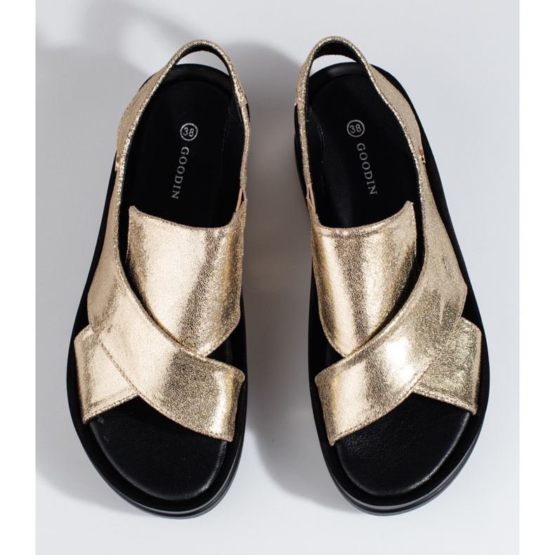 Sandálias de cunha Shelovet douradas de mulher dourado 2