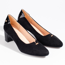 Sapatos femininos elegantes de camurça com salto baixo Vinceza preto 1