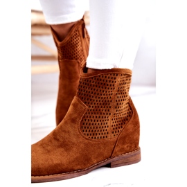 S.Barski Botas Femininas de Camurça Cunha Oculta Camel Solene marrom 4
