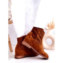 S.Barski Botas Femininas de Camurça Cunha Oculta Camel Solene castanho 3