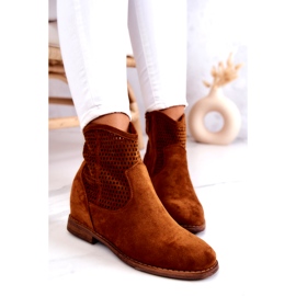 S.Barski Botas Femininas de Camurça Cunha Oculta Camel Solene marrom 2