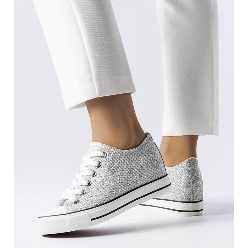 BM Tênis cano alto com glitter prateado Creta prata 1