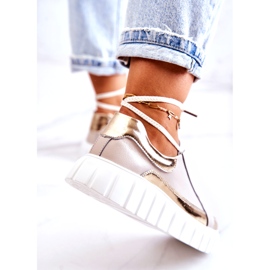 S.Barski Brogues femininos na plataforma bege e dourado Noriso 4