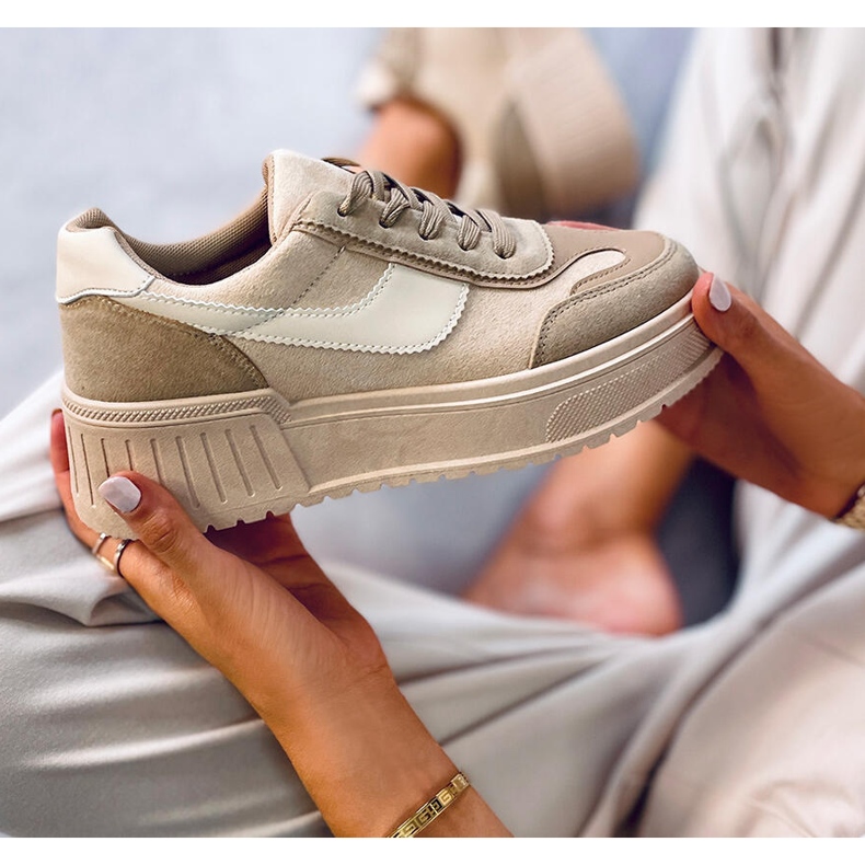 BM Tênis plataforma Foret Khaki bege 1