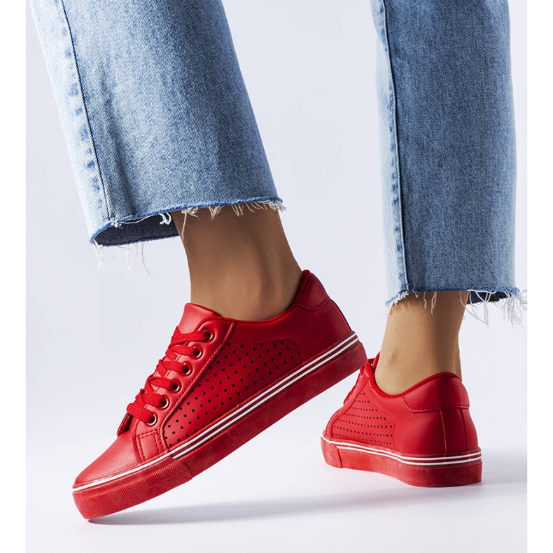 BM Tênis de couro ecológico vermelho, Joffre. 1