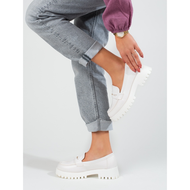 Mocassins com plataforma Shelovet de mulher branca branco 2