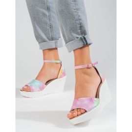 Sandálias de cunha alta de mulher Shelovet multicolorido 1