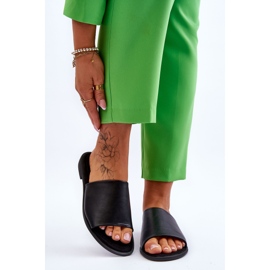 Chinelos femininos de couro liso preto cerise 1