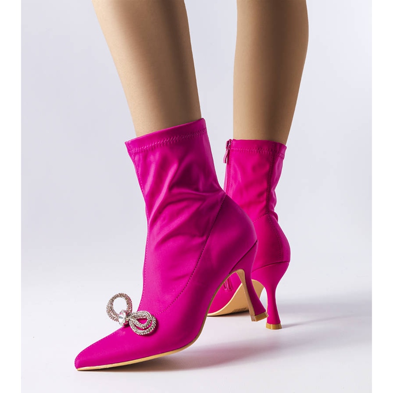 PA1 Botas cor-de-rosa decoradas com um arco de zircões de Marte 1