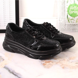 Sapatos de mulher em pele envernizada com zircões pretos Filippo DP2138 5