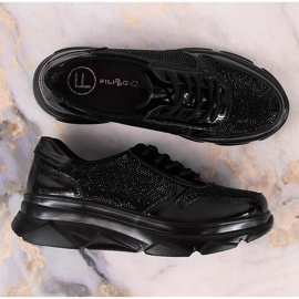 Sapatos de mulher em pele envernizada com zircões pretos Filippo DP2138 6