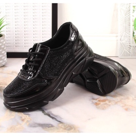 Sapatos de mulher em pele envernizada com zircões pretos Filippo DP2138 7