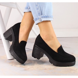 Salto alto de camurça feminino e sapatos de plataforma pretos Potocki SZ12040 1