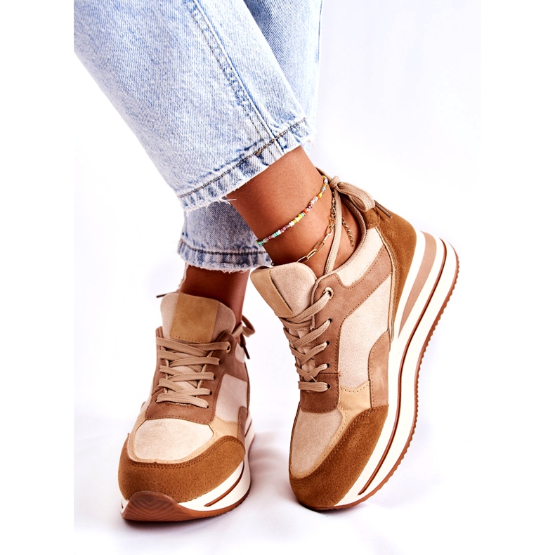 PS1 Tênis esportivo feminino de camurça marrom-bege Elisse 1