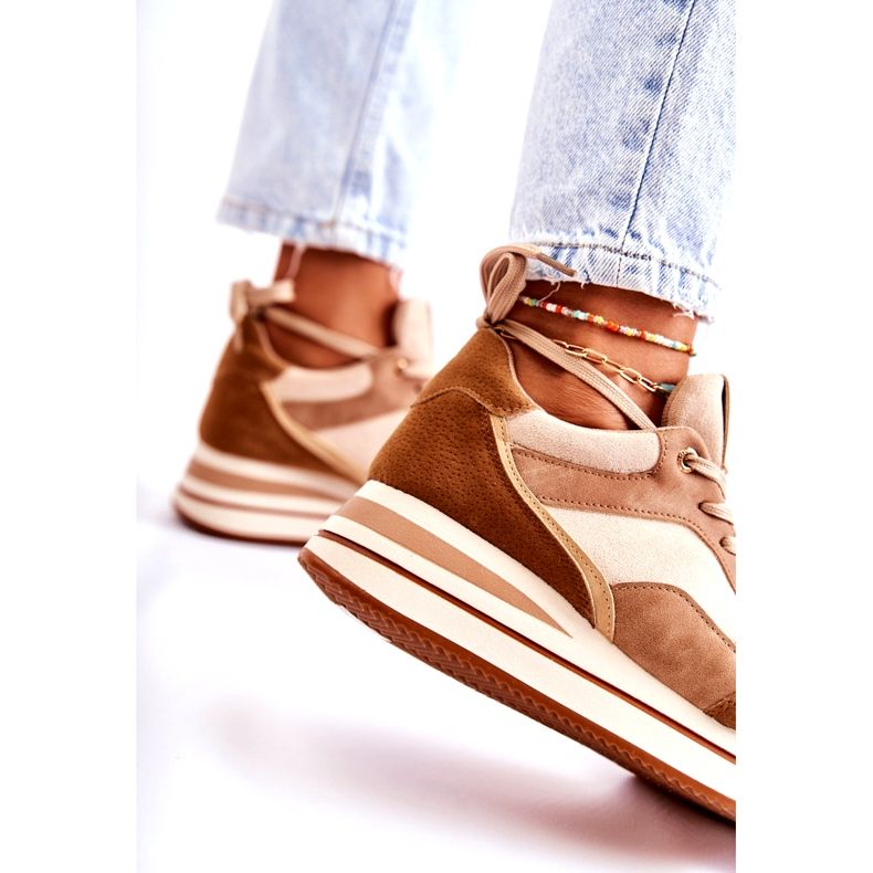 PS1 Tênis esportivo feminino de camurça marrom-bege Elisse 2