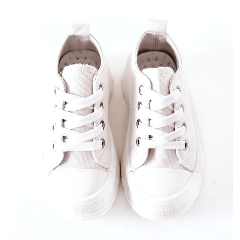 Tênis infantil na plataforma branca branco 3