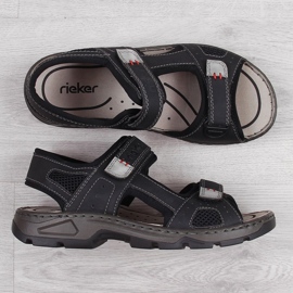 Rieker 26156 sandálias pretas confortáveis ​​de velcro para homem preto 1