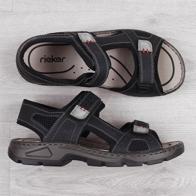 Rieker 26156 sandálias pretas confortáveis ​​de velcro para homem preto 1