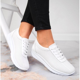 Sapatos femininos de couro branco vazados T.Sokolski W22-382 1