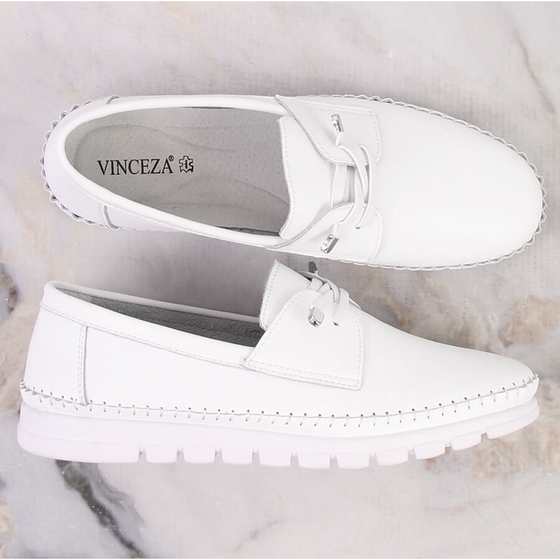 Sapatos esportivos femininos de couro branco Vinceza SG23-7842 1