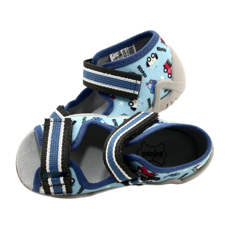 Chinelos infantis Befado com velcro, azul 350P036 6