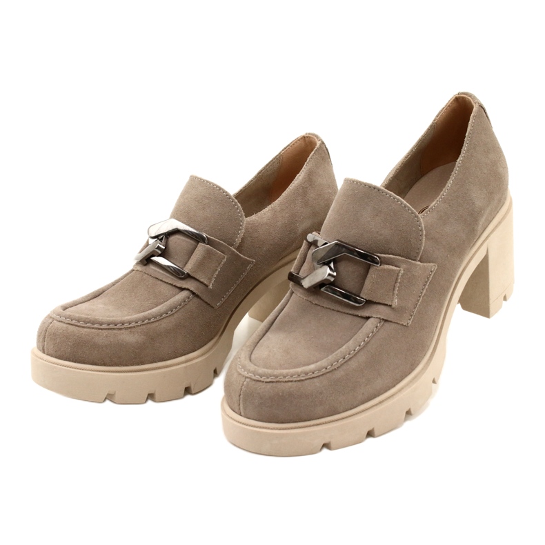 Lemar Brogues elegantes no calcanhar com decoração bege prata escura Harmell 4