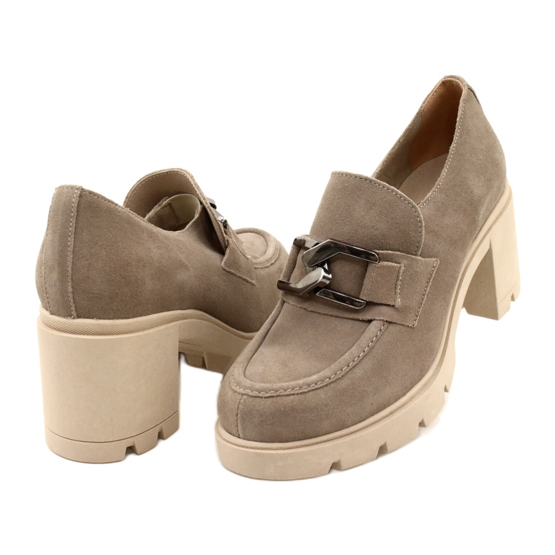 Lemar Brogues elegantes no calcanhar com decoração bege prata escura Harmell 5