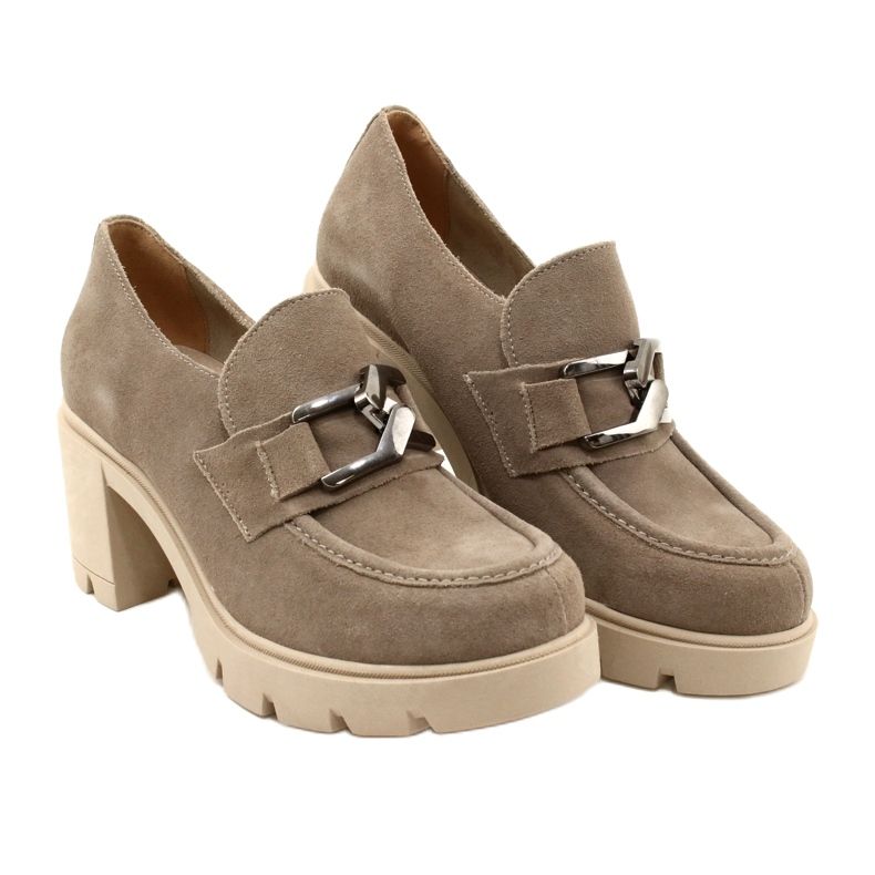 Lemar Brogues elegantes no calcanhar com decoração bege prata escura Harmell 6