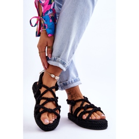 FG2 Sandálias femininas elegantes trançadas pretas Tiffanie preto 2