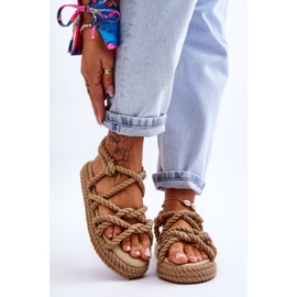 FG2 Sandálias femininas trançadas da moda bege Tiffanie marrom 1