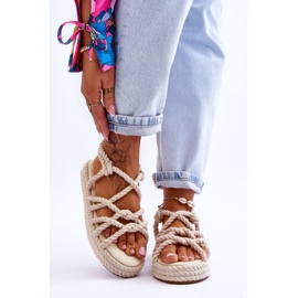 FG2 Sandália feminina trançada da moda bege claro Tiffanie marrom 1