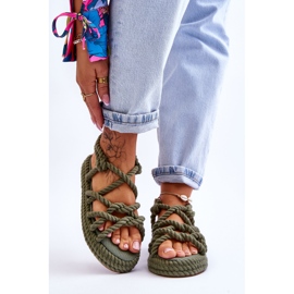 FG2 Sandália feminina trançada da moda verde Tiffanie 1