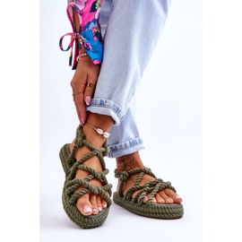 FG2 Sandália feminina trançada da moda verde Tiffanie 2