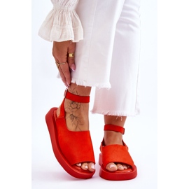 FG2 Sandálias femininas confortáveis ​​com plataforma laranja escuro rubi 1