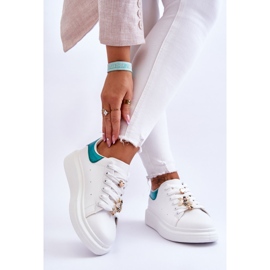 FG2 Sapatos esportivos femininos em plataforma maciça branco e verde Chante 2