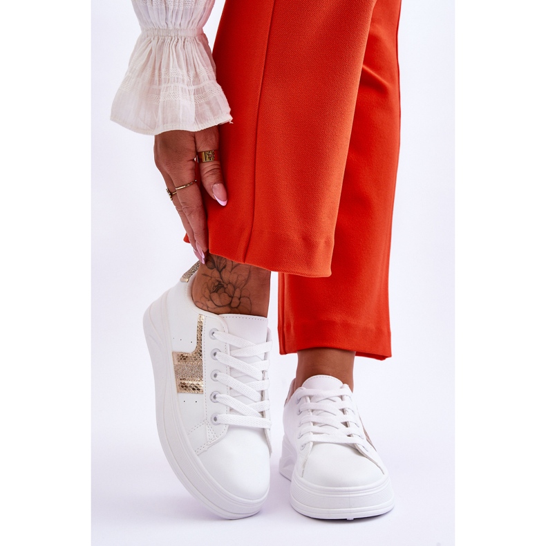 Tênis Diahna Feminino Branco e Dourado 1