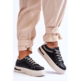 FG2 Sapatos esportivos femininos confortáveis ​​na plataforma preto e bege Devan 2