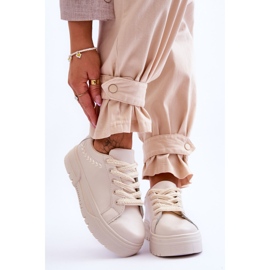 FG2 Sapatos esportivos femininos confortáveis ​​com plataforma bege Devan 1