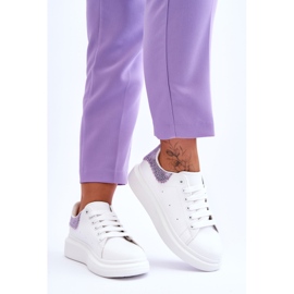Sapatos esportivos femininos com padrão decorativo branco-roxo Delight 2
