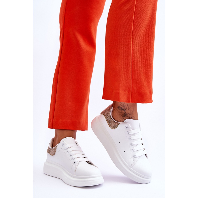 Sapatos esportivos femininos com padrão decorativo ouro branco Delight 2