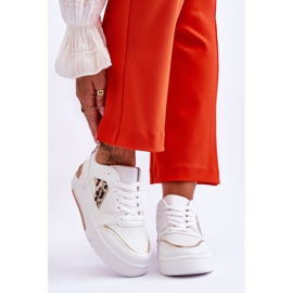 Sapatos esportivos femininos de couro leopardo branco Nancey 1
