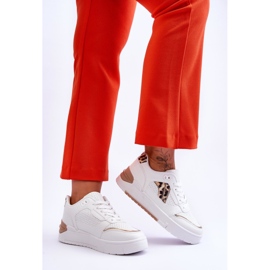 Sapatos esportivos femininos de couro leopardo branco Nancey 2