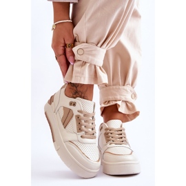 FI1 Sapatos esportivos femininos de couro bege Nancey 1