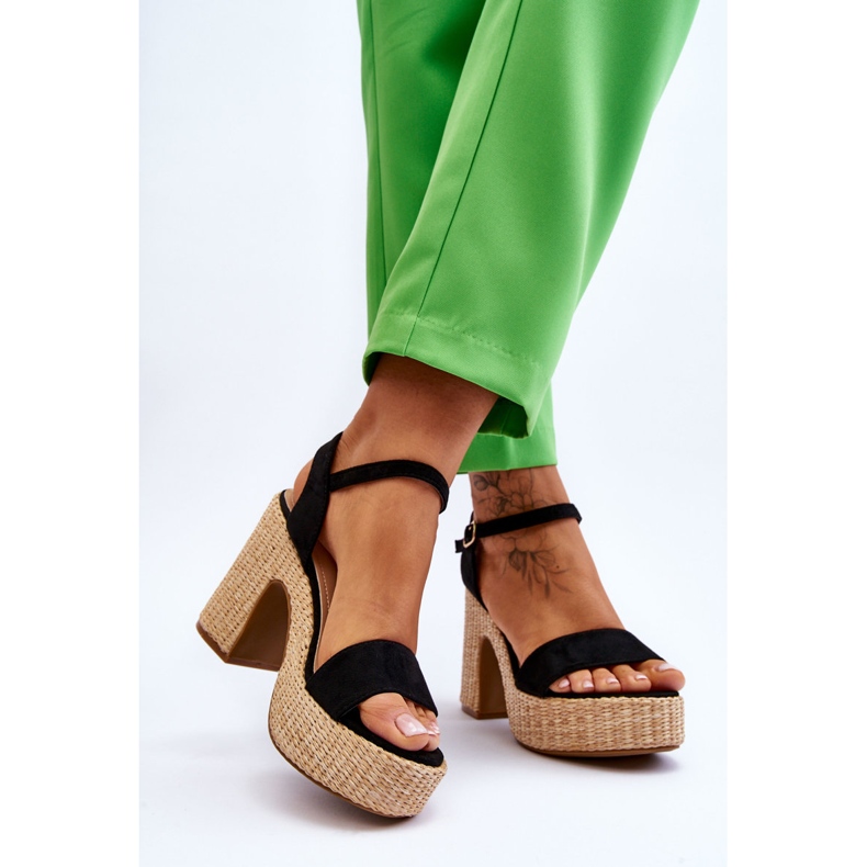 FI1 Sandálias de camurça confortáveis ​​em uma enorme barra Elishia preta preto 2