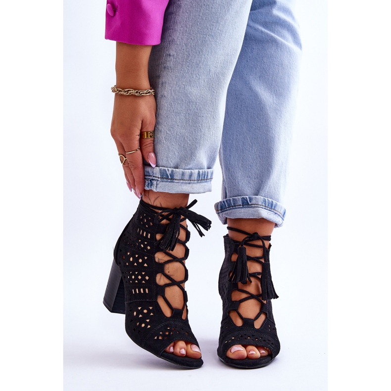 FB1 Botas de salto alto pretas abertas Letya preto 1